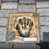 Dobuita Shopping street famous hand print stone in Yokosuka, Japan