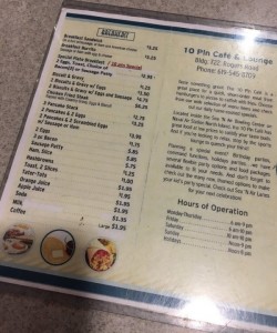 10 Pin Menu in Coronado, California