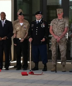 Navy Wounded Warrior Bethesda officer with cane