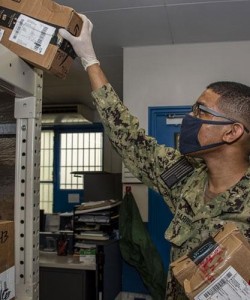Man distributes packages in Post office at Atsugi, Japan