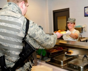 AEROSPACE DINING FACILITY- BATTLE CREEK ANGB smiling officer