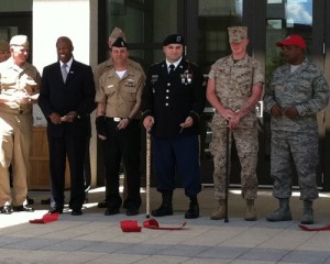 Navy Wounded Warrior Bethesda officer with cane