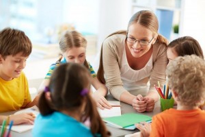 Teacher Smiling to her Pupils in Illinois, Scott AFB