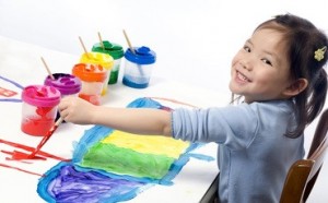 Child Painting in Atsugi, Japan